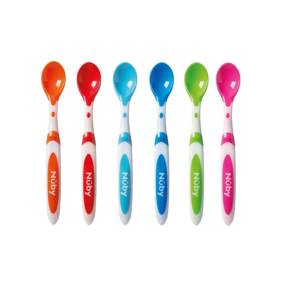Nuby BPA-Free Baby Weaning Spoons 12pk – Long Handle, Colorful, Easy Hold